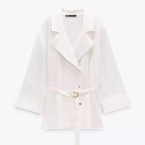 Zara Satin Effect Lapel Blouse Small